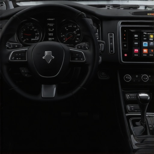 A professional car interior with dedicated GPS hardware and clean dashboard.