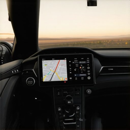 Dedicated GPS hardware in a professional car showing real-time route tracking and telemetry data.
