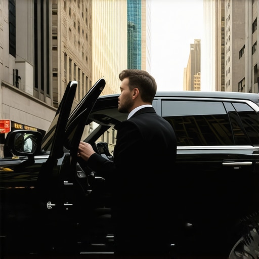 A chauffeur opening a car door for a business traveler during site visits