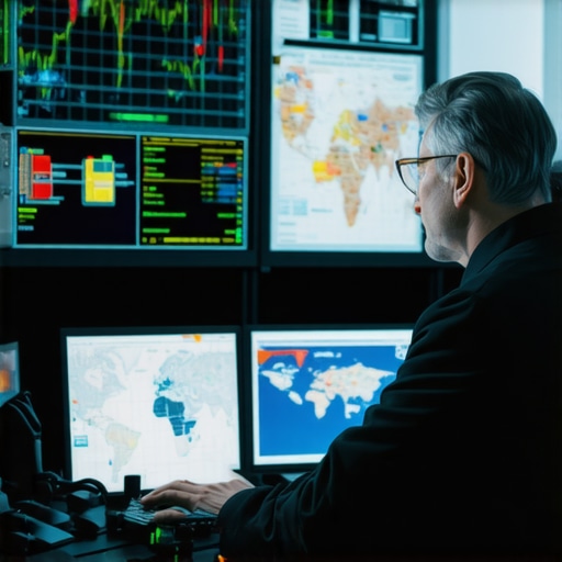 Professional Logistics Dispatch Center in Action A transportation dispatcher using professional software to track vehicle locations and flight times for event logistics.