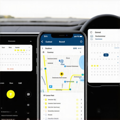 Dedicated scheduling software and real-time transit tools inside a luxury vehicle cabin