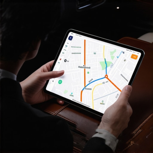 Professional Navigation Tools vs Consumer Apps A chauffeur using professional navigation tools and physical map backups for reliability.