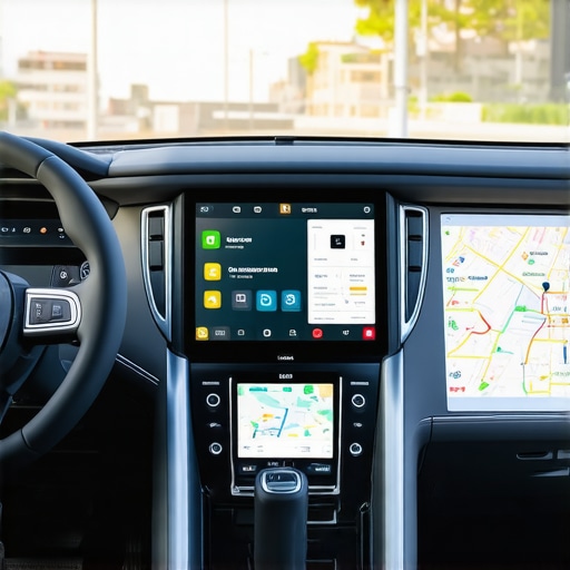 Professional Telematics Dashboard Advanced vehicle tracking and telematics display inside a professional private car.