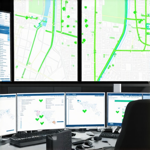 Professional Transportation Command Center High-tech transportation dispatch center monitoring real-time vehicle telemetry and safety data.