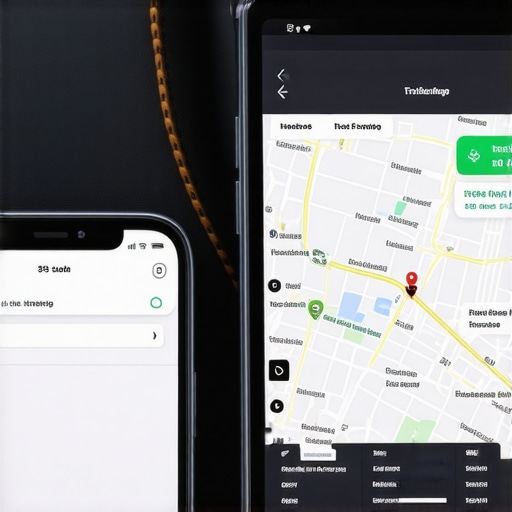 Professional Travel Logistics Toolkit Smartphone and tablet showing flight tracking and GPS in a luxury car