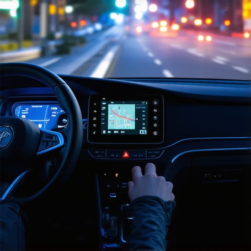 Professional Vehicle Dashboard and GPS Systems Close-up of a high-end vehicle dashboard with dedicated GPS and professional controls