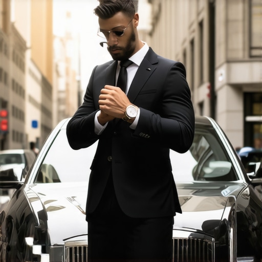 Professional chauffeur checking time for arrival A professional chauffeur ensuring on-time arrival for a client.