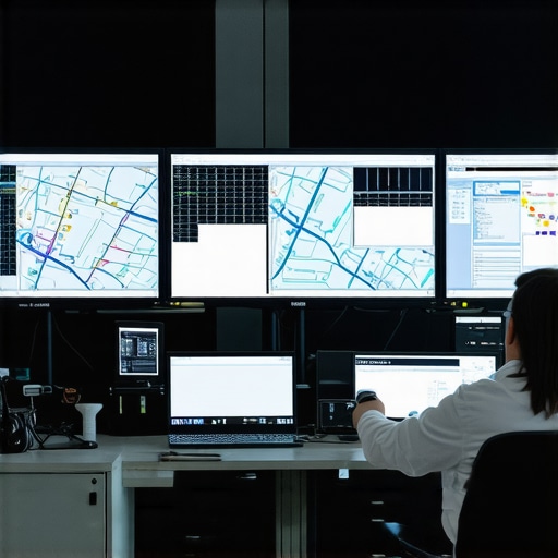 Human dispatchers monitoring real-time vehicle locations and traffic data for safety and punctuality