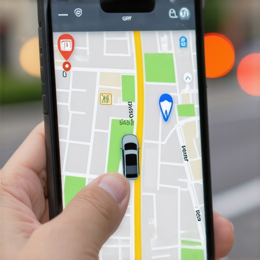 Smartphone displaying live vehicle tracking map for a private car reservation