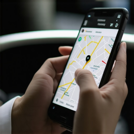High-end smartphone showing live vehicle tracking and driver credentials