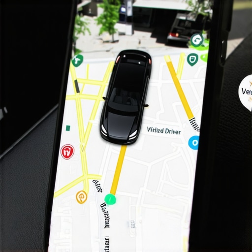 A person holding a phone showing a live GPS tracking link of a private driver on a city map.