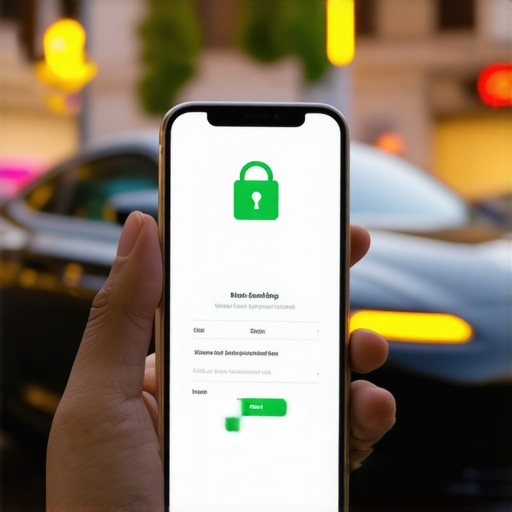 Secure Booking Confirmation on Mobile Close up of a secure car reservation screen on a smartphone at night