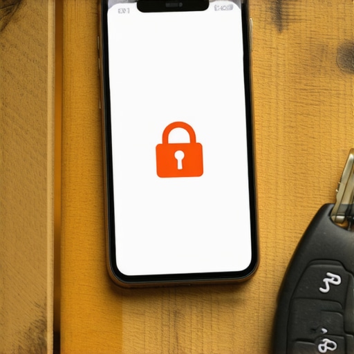 Smartphone showing secure payment lock icon next to car keys