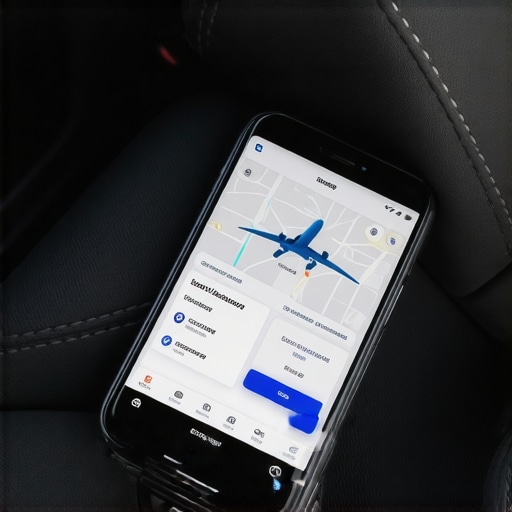 Smartphone showing professional travel itinerary and flight tracking integration for a chauffeur service