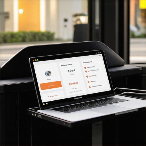 The Secure Executive Mobile Office A private car interior showing a laptop and professional route tracking tools for executive travel.