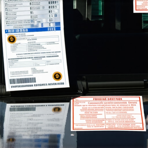 Verifying Commercial Chauffeur Credentials A detailed view of a legitimate commercial driver permit and insurance sticker on a vehicle dashboard.