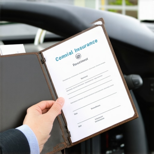 A professional chauffeur presenting commercial insurance and permit documents in a leather folder.