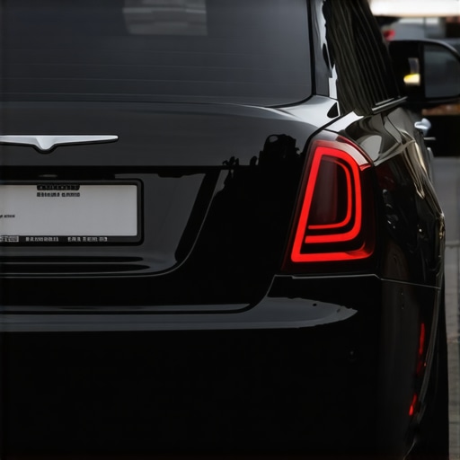 Verifying Commercial License Plates A close-up of a commercial license plate on a luxury car illustrating how to verify professional transportation credentials.