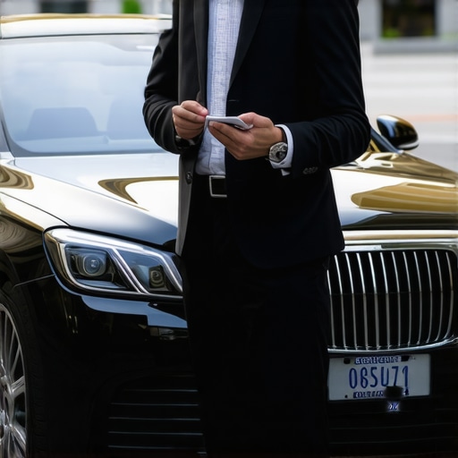 Verifying Commercial Livery Credentials A professional driver showing the commercial registration and reservation details for a luxury car.