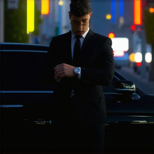 Verifying Driver Alertness at Night Professional driver greeting passenger at night with focus and alertness