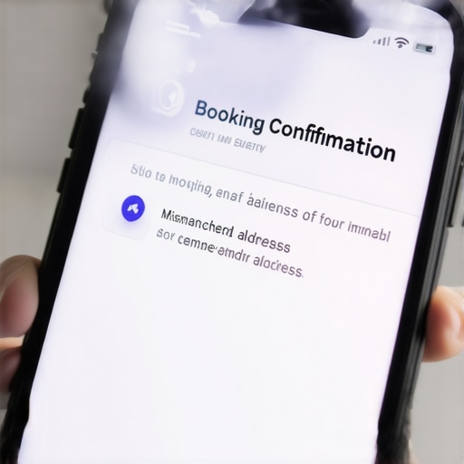 Verifying Private Car Booking Headers for Safety A magnifying glass inspecting a ride confirmation email header on a smartphone screen.