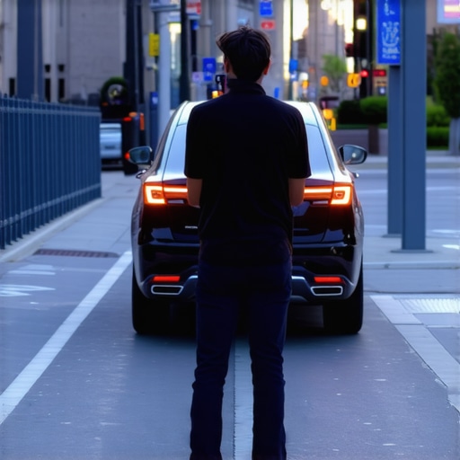 Close up of a passenger verifying a black car license plate using a mobile app.