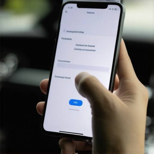 Close up of a digital ride confirmation on a smartphone inside a luxury vehicle