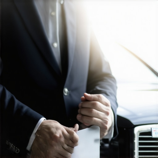 Verifying professional chauffeur credentials and commercial permits Professional driver showing commercial permit and digital booking confirmation