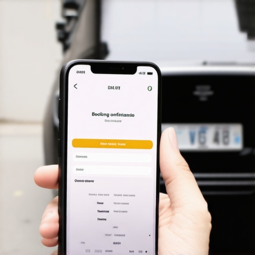 Verifying the Vehicle License Plate Passenger verifying car license plate against booking app for safety.