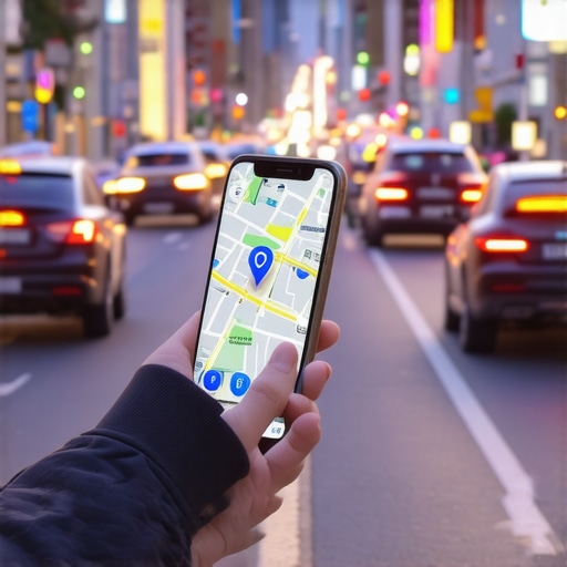 A person checking a secure tracking link on a smartphone in an urban setting.