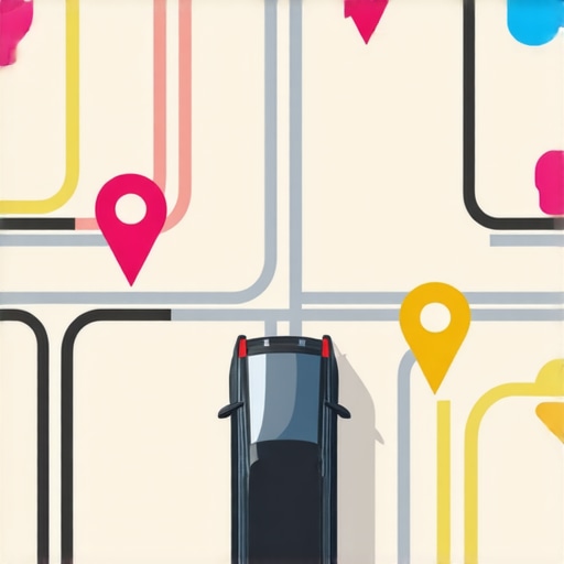 Visualizing an Efficient Multi-Stop Hourly Route Illustration of a planned multi-stop city trip with a private chauffeur